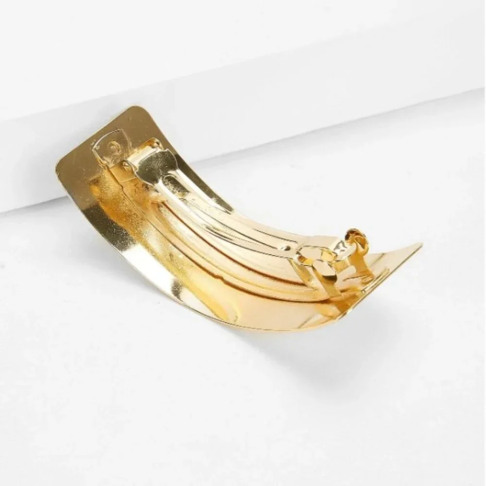 Minimalist Gold Metal Hair Fork Ponytail Holder French Barrette Hair Clip